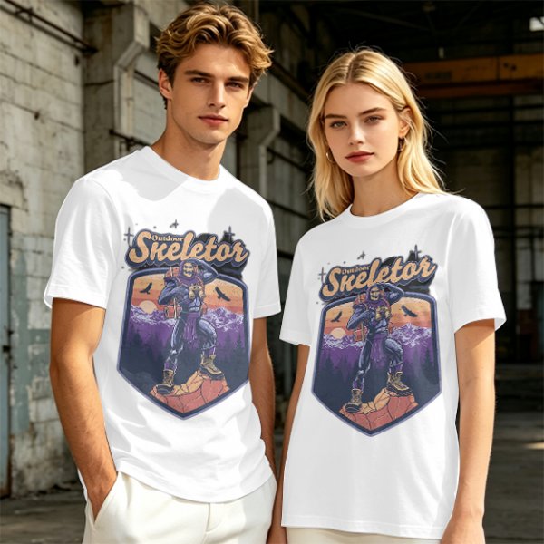 Outdoor Skeletor Hiking Graphic Olive T-Shirt