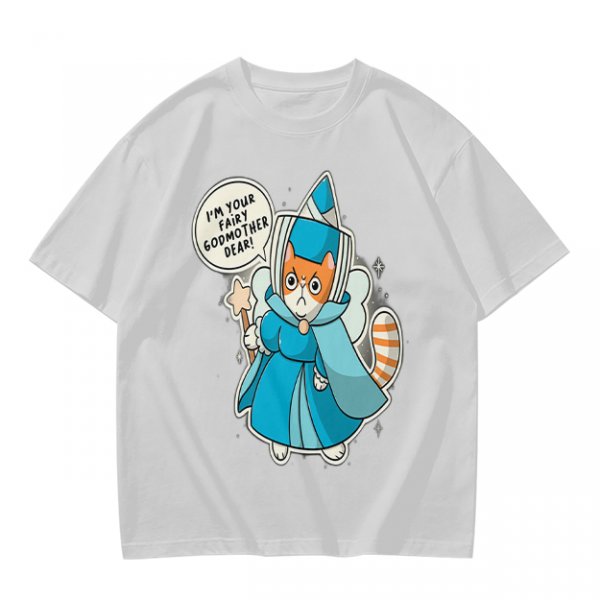 Olive T-Shirt With Fairy Godmother Cat Graphic Print