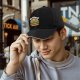 Black Baseball Cap With Grilled Smiling Burger Graphic