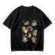 Olive T-Shirt With Playful Space Cats Graphic Print