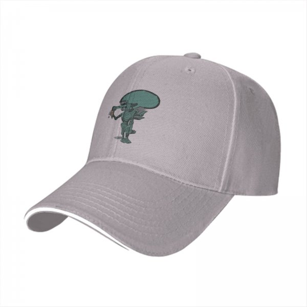 Black Baseball Cap With Alien Holding Drink Graphic