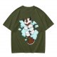 Olive Green T-Shirt With Sleeping Sky Bison On Clouds Print
