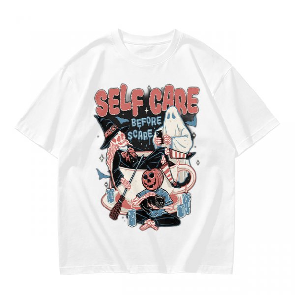 Self Care Before Scare Halloween Themed Graphic T-Shirt