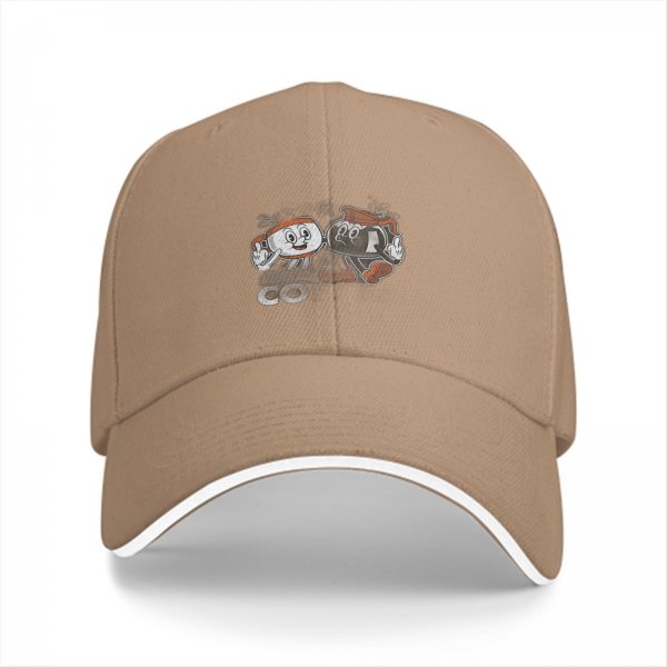 Black Baseball Cap With Retro Coffee Cup Cartoon Characters Print