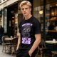 Olive t-shirt with a black cat holding a magic 8 ball and text 'Signs Point To Leave Me Alone'