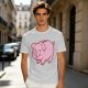 Olive Green T-Shirt With Cute Pink Piggy Bank Graphic Print