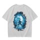 Olive T-Shirt With Blue Warrior Silhouette Graphic Print