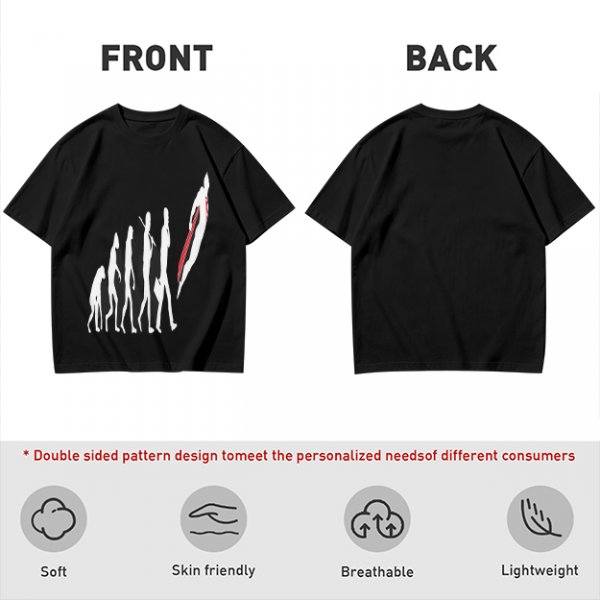 Olive T-Shirt With Evolutionary Human Silhouette Print