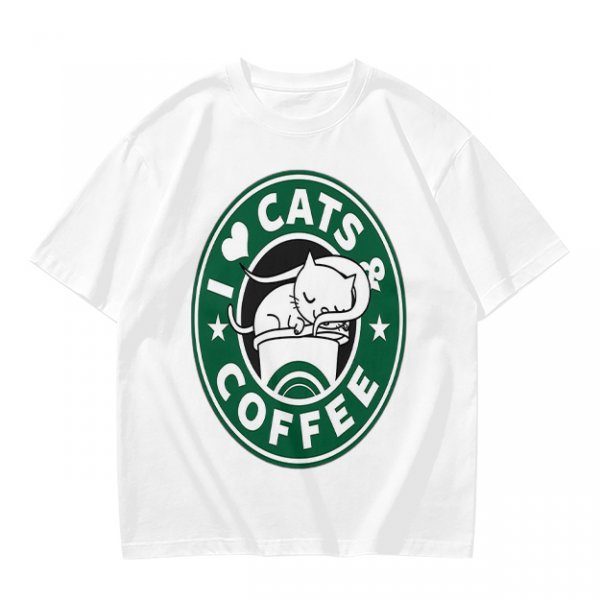 I Love Cats And Coffee Graphic T-Shirt