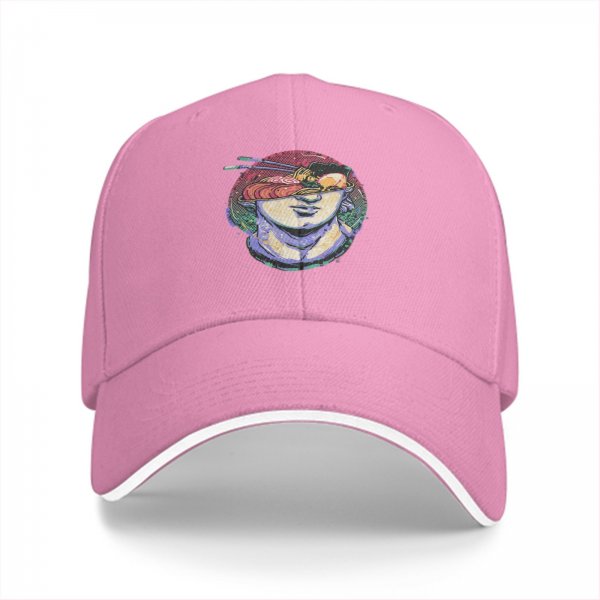 Black Baseball Cap With Surreal Sushi Portrait Graphic
