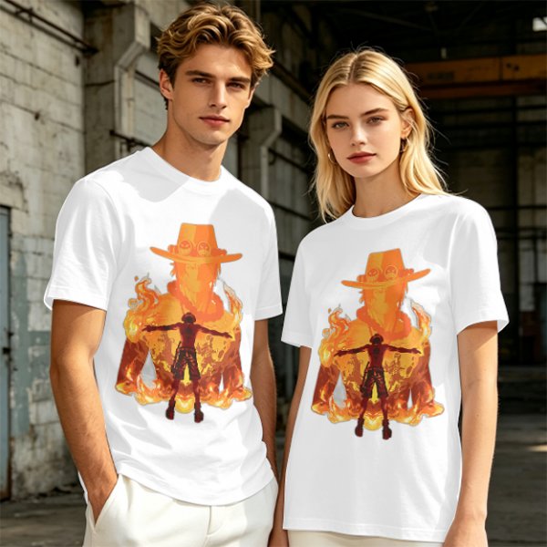 One Piece Ace Fire Silhouette Graphic T-Shirt