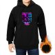 Black hoodie with neon cyberpunk girl squad graphic print