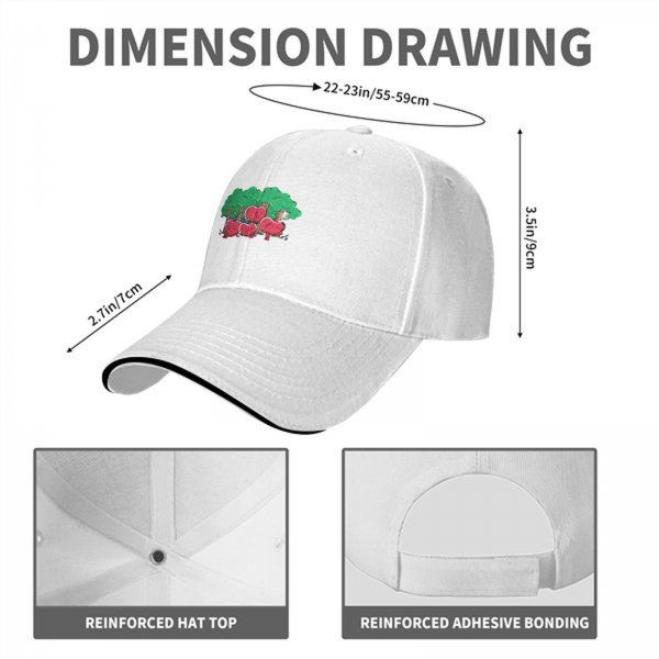 Black baseball cap with apple orchard graphic print