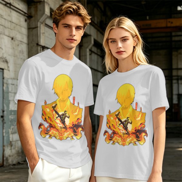 One Piece Sanji Fire Kick Graphic Olive T-Shirt