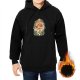 Black hoodie with whimsical nature-themed graphic print