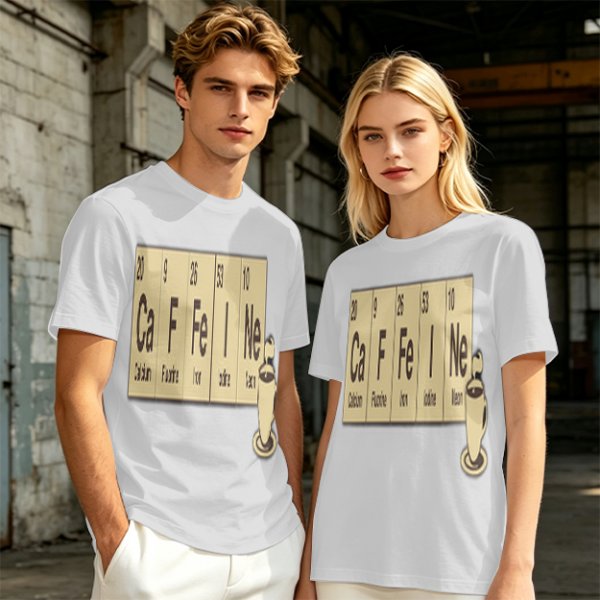 Olive Green T-Shirt With Periodic Table Caffeine Graphic
