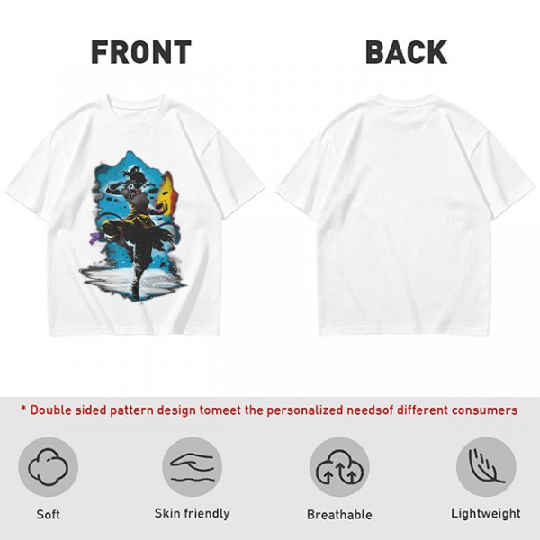 Olive T-Shirt With Fantasy Martial Artist Silhouette Graphic