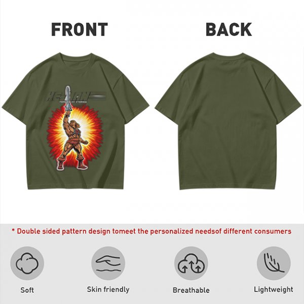 He-Man Sword Raised Graphic Olive Green T-Shirt