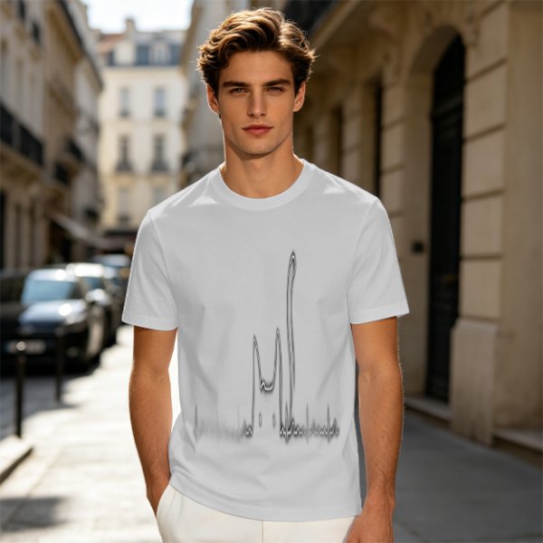 Olive Green Oversized T-Shirt With Abstract Line Art Print