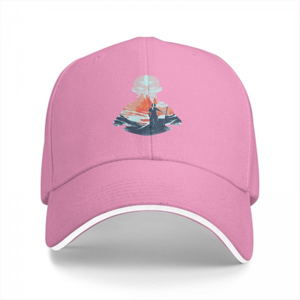 Black Baseball Cap With Mountain Hiker Silhouette Landscape Art