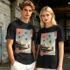 Olive T-Shirt with Ukiyo-e Style Ninja Temple Print
