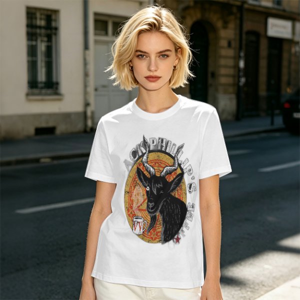 Black Phillip's Coffee Goat Graphic T-Shirt Design