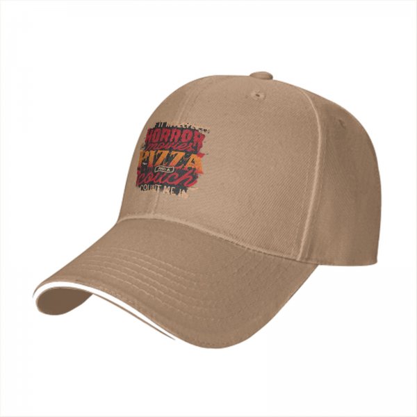 Horror Movies Pizza Couch Count Me In Baseball Cap