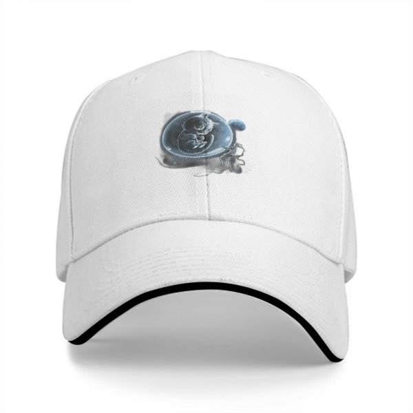 Black Baseball Cap With Cosmic Fetus In Bubble Graphic Design
