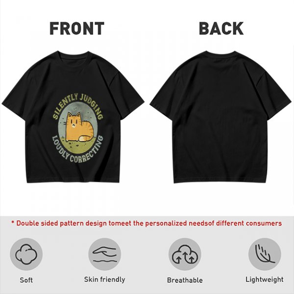 Olive T-Shirt With Silently Judging Loudly Correcting Cat Print