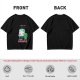 Olive green graphic tee with alien painting 'First the Earth Then Uranus'