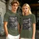 Olive t-shirt with skeleton teacher and 'Everything Is Terrible' print