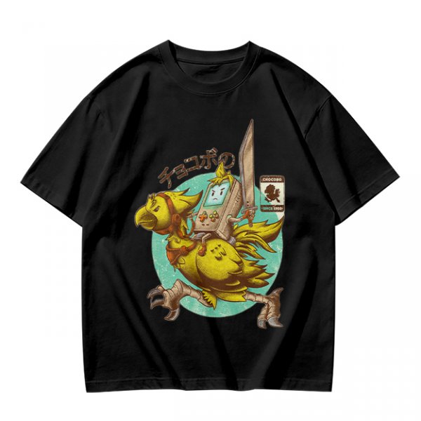 Chocobo Rider with Retro Game Character Graphic T-Shirt