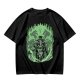 Olive T-Shirt With Skeleton Gentleman And Green Flames Art