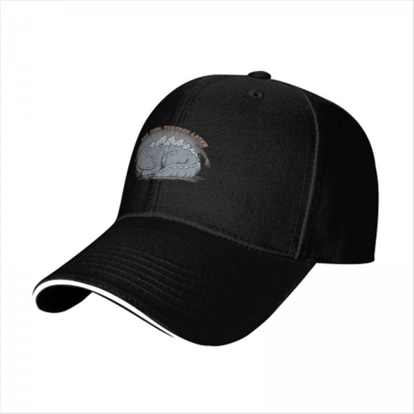 Black Baseball Cap with Sleeping Dragon 'Nap Now Destroy Later' Print