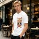 Olive green t-shirt with a cute cat eating ramen graphic
