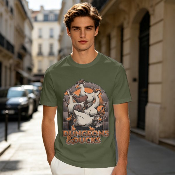 Dungeons & Ducks Fantasy Roleplaying Themed Graphic T-Shirt