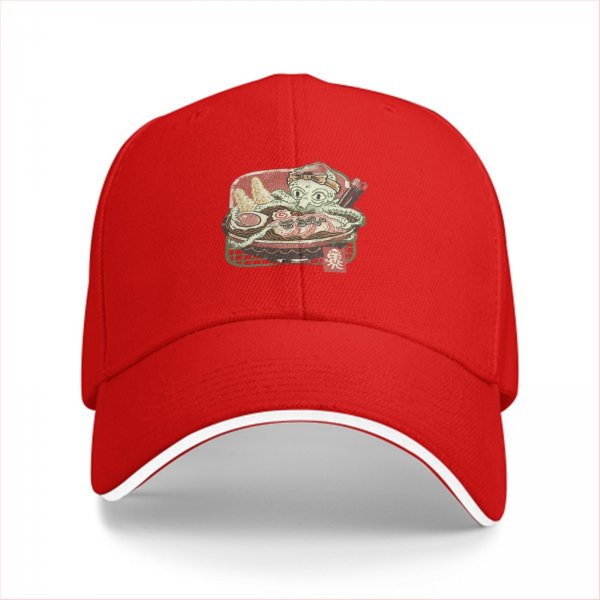 Black Baseball Cap With Octopus Ramen Art Print