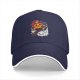 Black baseball cap with cute anime pirate character and cloud graphic