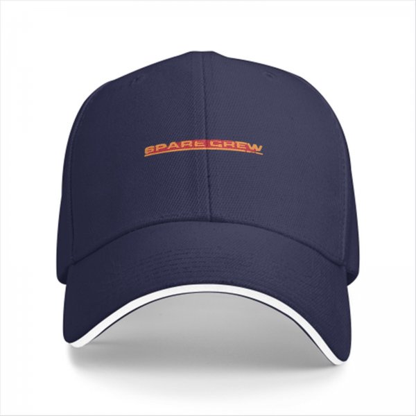 Black baseball cap with 'SPARE CHEW' embroidered logo