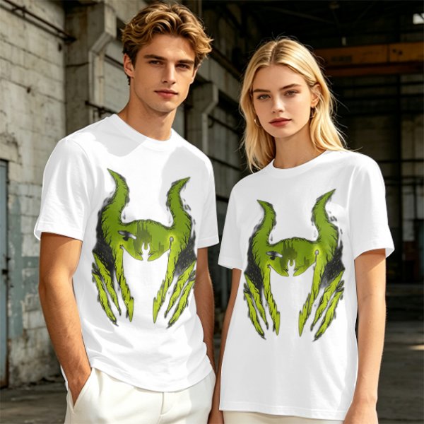 Olive Green T-Shirt With Monster Horned Claw Graphic Print