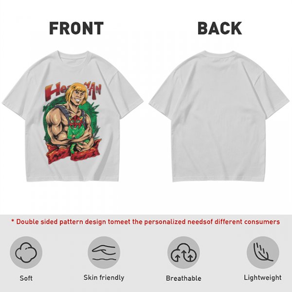 Olive T-shirt with He-Man and Battle Cat Graphic Print