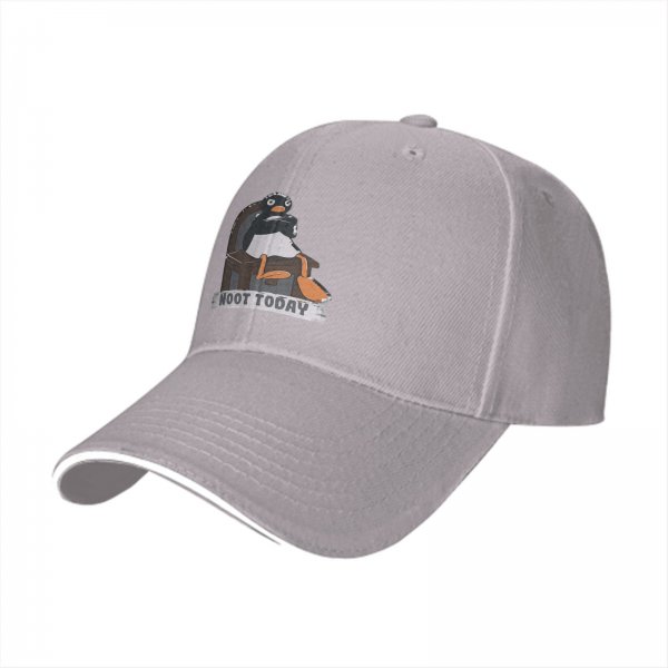 Black baseball cap with a penguin graphic that says Noot Today