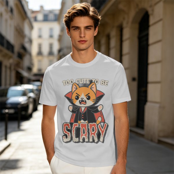Too Cute To Be Scary Vampire Cat Graphic T-Shirt