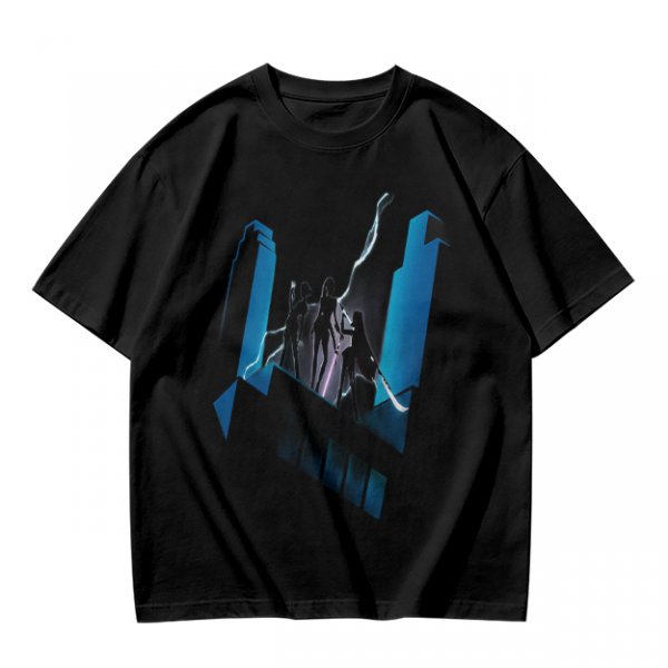 Olive Graphic T-Shirt With Futuristic Silhouette Figures Print