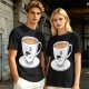 Olive Green T-Shirt With Dapper Cartoon Teacup Graphic