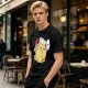 Oversized Olive T-Shirt with Saitama 'OK' Anime Graphic Print
