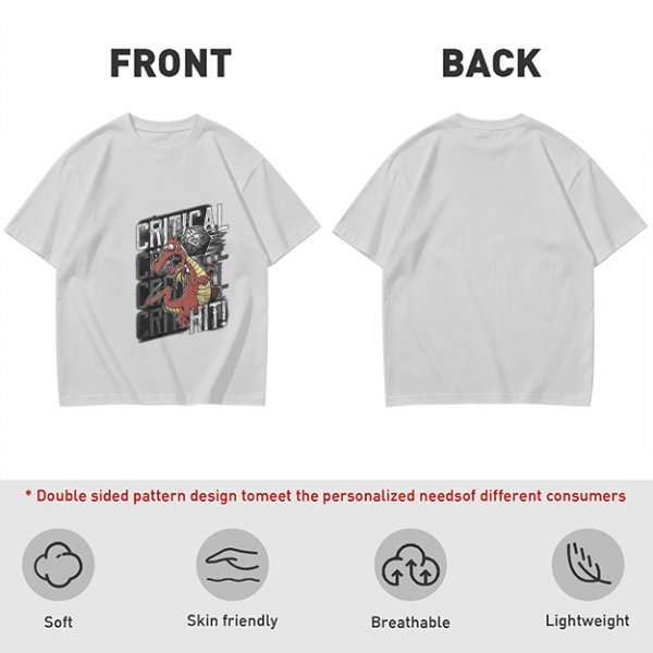 Critical Hit Dragon D20 DnD Themed Graphic T-Shirt