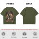 Olive green graphic t-shirt with a high on catip black cat print