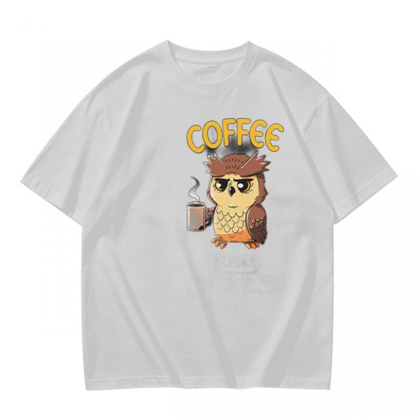 Owl Holding Coffee Mug Graphic Olive T-Shirt