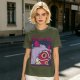 Olive T-shirt with Princess Mononoke Mask Graphic Print